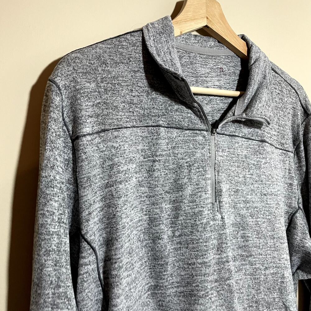Swiss Tech gray heathered quarter zip men's pullover sweater L made in Jordan - Picture 2 of 6